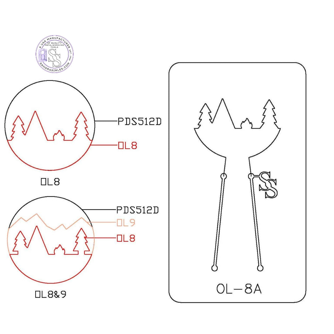 PANCAKE DIE OVERLAY-8 OL-8 TENT/FIRE/TREE